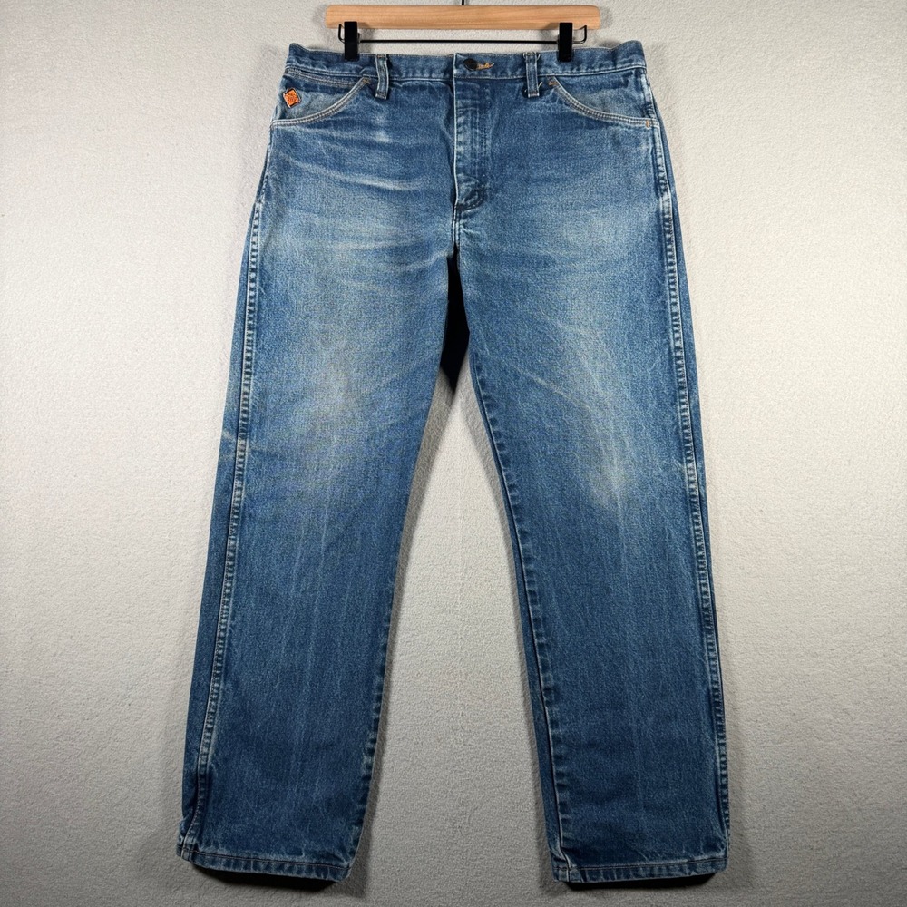 Wrangler FR13MWZ Mens Flame Resistant Original Fit Jeans Blue 36x30 Workwear
